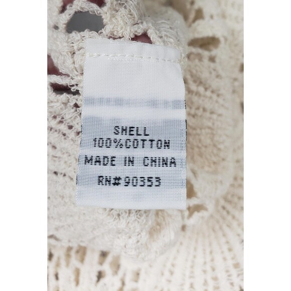 Rebellion Sweater M Cropped Open Knit Crochet Button Up Boho Floral Top Casual - Picture 5 of 9